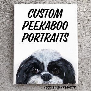 8x10 peekaboo Pet Portrait Hand painted minimalist